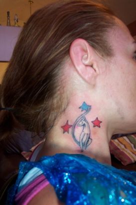 Neck Star Tattoo For Girl